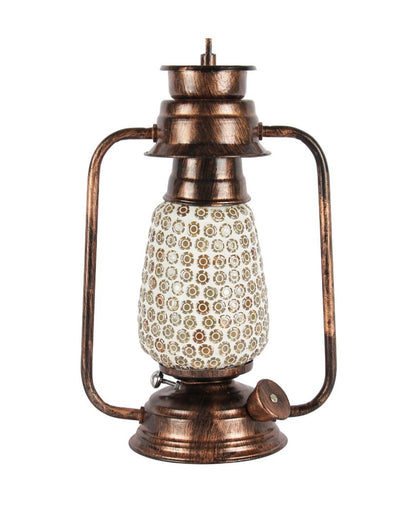 Mosaic Glass Lantern Table Lamp For Living Room and Bedroom | 8 x 7 x 12.5 inches