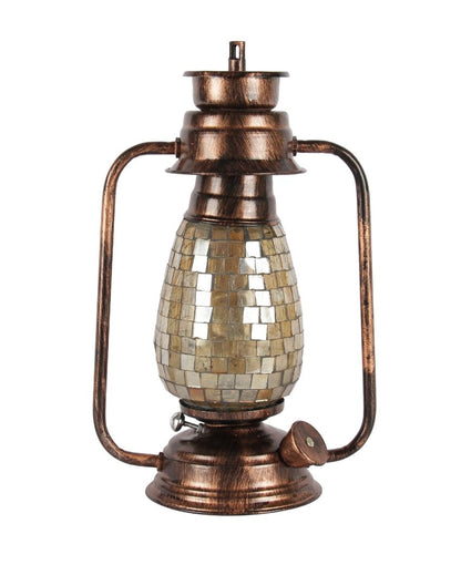 Mosaic Shiny Glass Lantern Table Lamp For Living Room and Bedroom | 8 x 7 x 12.5 inches