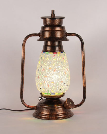 Eye-catchy Design Glass Lantern Table Lamp For Living Room and Bedroom | 8 x 7 x 12.5 inches