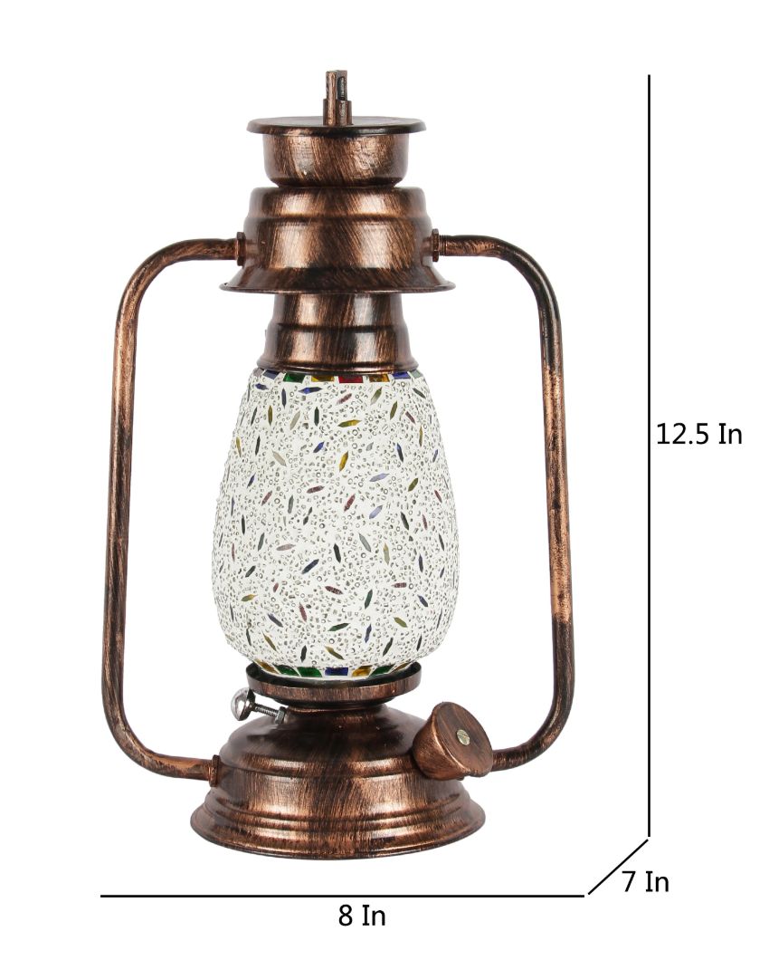 Eye-catchy Design Glass Lantern Table Lamp For Living Room and Bedroom | 8 x 7 x 12.5 inches