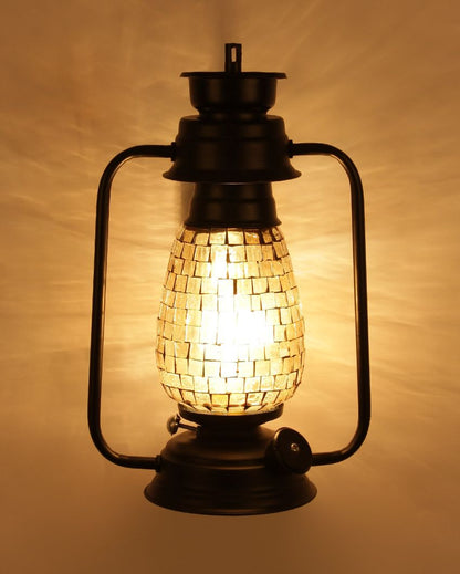 Mosaic Shiny Glass Lantern Wall Lamp For Living Room and Bedroom | 8 x 7 x 12.5 inches