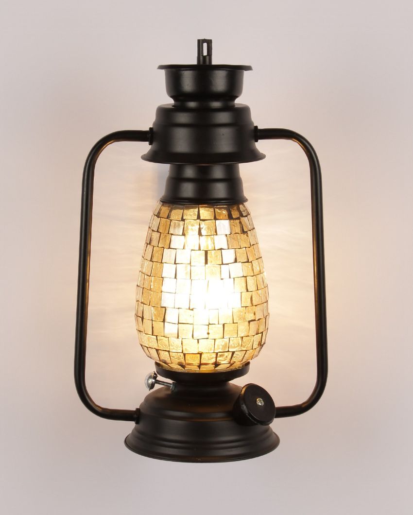 Mosaic Shiny Glass Lantern Wall Lamp For Living Room and Bedroom | 8 x 7 x 12.5 inches