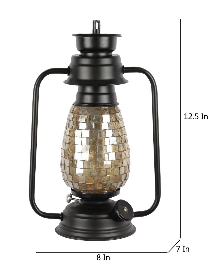 Mosaic Shiny Glass Lantern Wall Lamp For Living Room and Bedroom | 8 x 7 x 12.5 inches