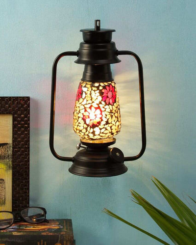 Blooming Shiny Glass Lantern Wall Lamp For Living Room and Bedroom | 8 x 7 x 12.5 inches