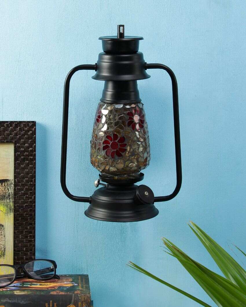 Blooming Shiny Glass Lantern Wall Lamp For Living Room and Bedroom | 8 x 7 x 12.5 inches