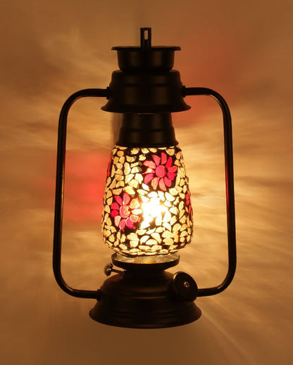 Blooming Shiny Glass Lantern Wall Lamp For Living Room and Bedroom | 8 x 7 x 12.5 inches