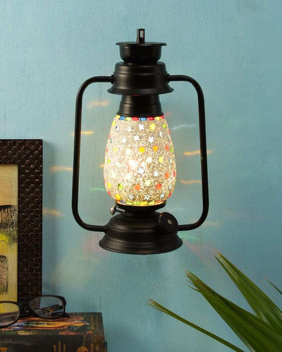 Stars Design Glass Lantern Wall Lamp For Living Room and Bedroom | 8 x 7 x 12.5 inches