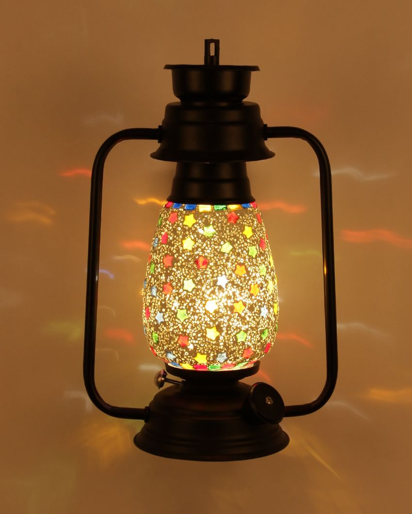 Stars Design Glass Lantern Wall Lamp For Living Room and Bedroom | 8 x 7 x 12.5 inches