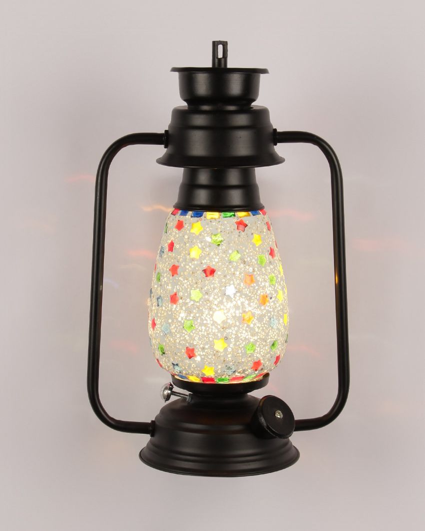 Stars Design Glass Lantern Wall Lamp For Living Room and Bedroom | 8 x 7 x 12.5 inches