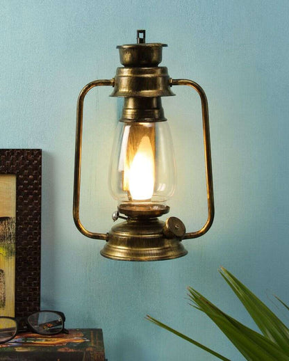 Elegant Design Glass Lantern Wall Lamp For Living Room and Bedroom | 8 x 7 x 12.5 inches