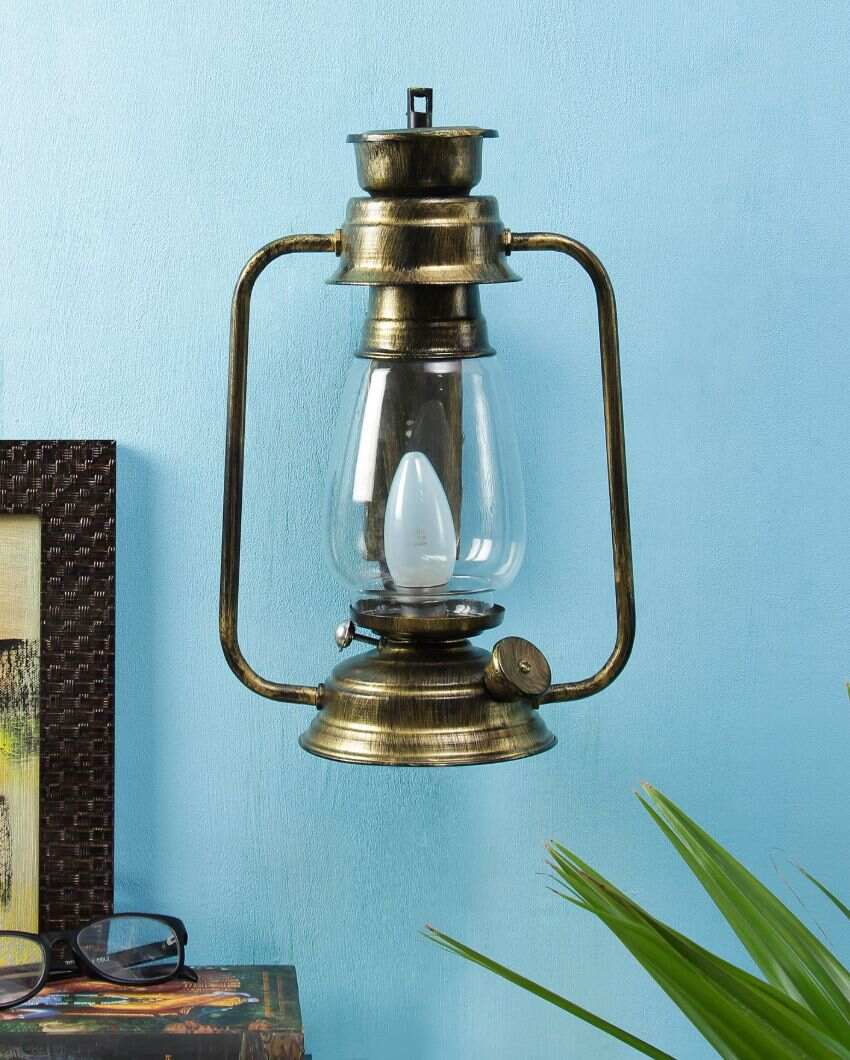 Elegant Design Glass Lantern Wall Lamp For Living Room and Bedroom | 8 x 7 x 12.5 inches