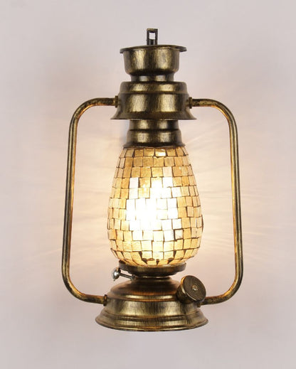 Mosaic Shiny Glass Lantern Wall Lamp For Living Room and Bedroom | 8 x 7 x 12.5 inches