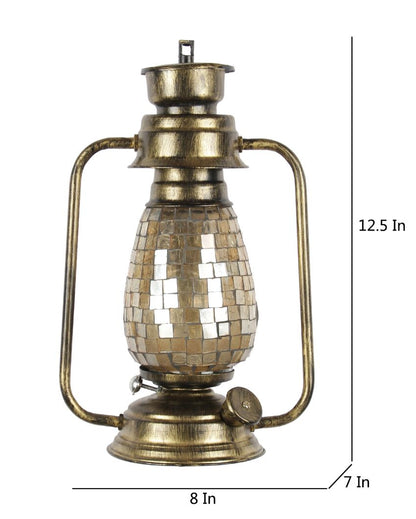 Mosaic Shiny Glass Lantern Wall Lamp For Living Room and Bedroom | 8 x 7 x 12.5 inches