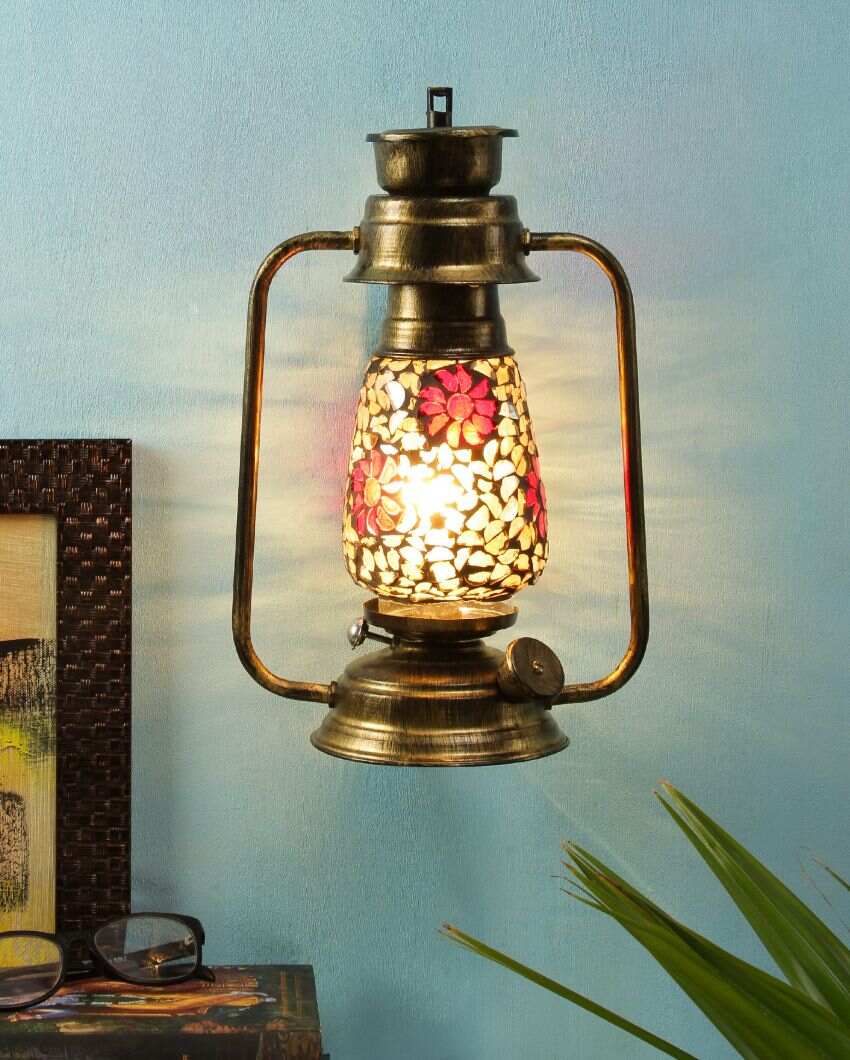 Blooming Shiny Glass Lantern Wall Lamp For Living Room and Bedroom | 8 x 7 x 12.5 inches