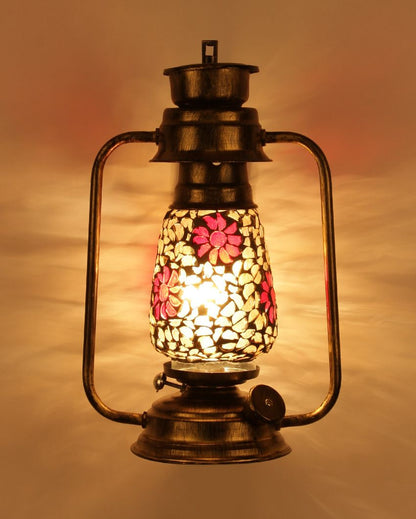 Blooming Shiny Glass Lantern Wall Lamp For Living Room and Bedroom | 8 x 7 x 12.5 inches