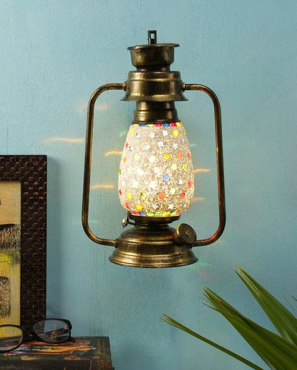 Stars Design Glass Lantern Wall Lamp For Living Room and Bedroom | 8 x 7 x 12.5 inches