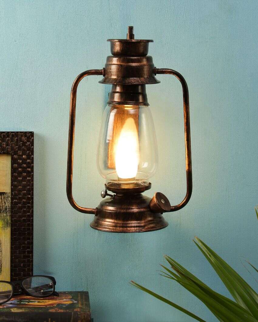 Elegant Design Glass Lantern Wall Lamp For Living Room and Bedroom | 8 x 7 x 12.5 inches