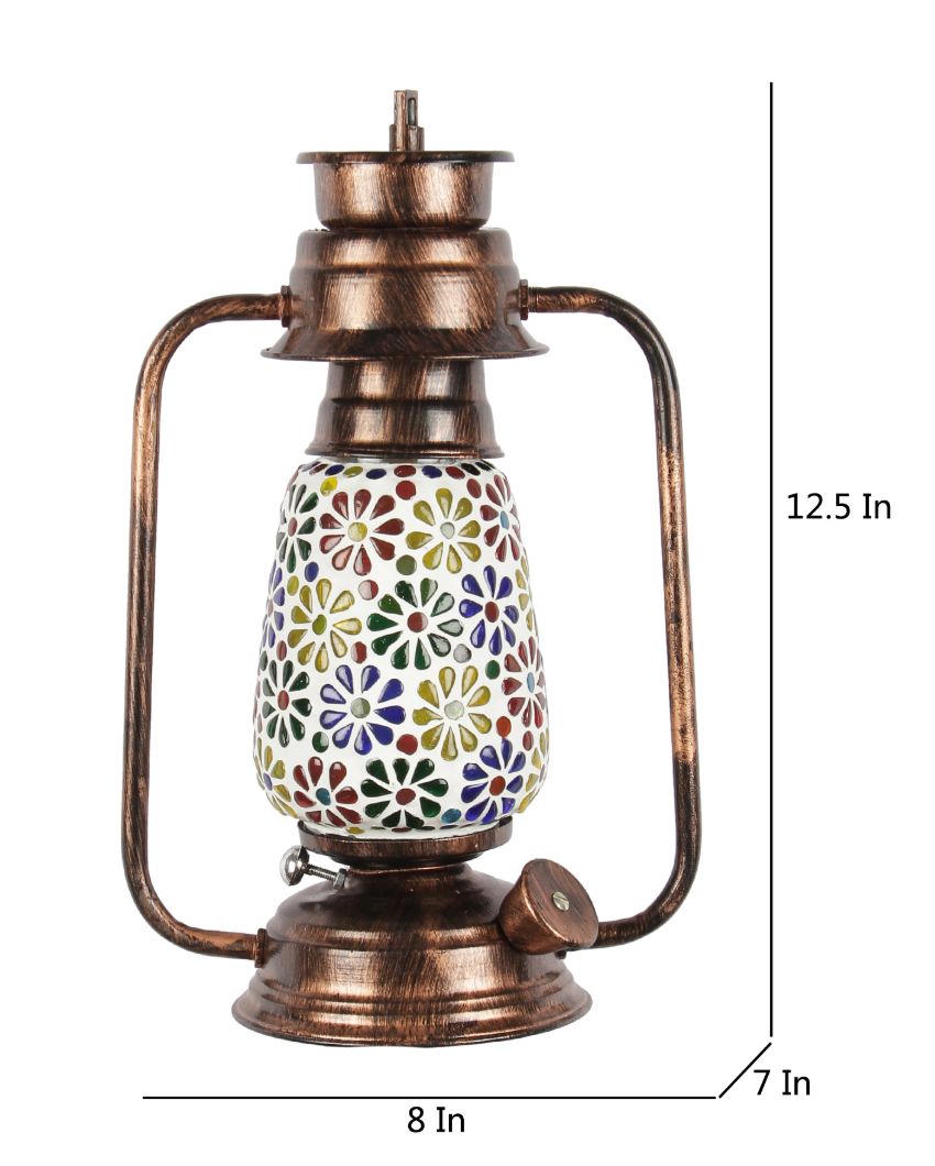 Mosaic Flowers Glass Lantern Wall Lamp For Living Room and Bedroom | 8 x 7 x 12.5 inches