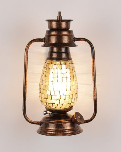 Mosaic Shiny Glass Lantern Wall Lamp For Living Room and Bedroom | 8 x 7 x 12.5 inches