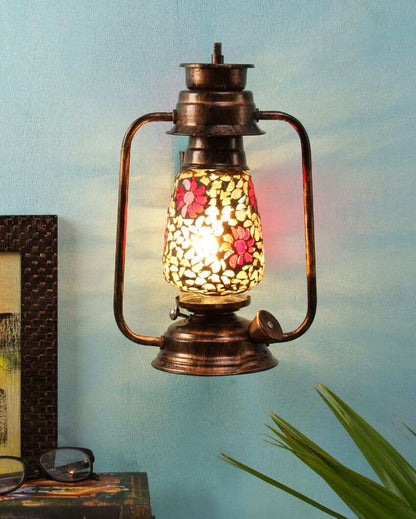 Blooming Shiny Glass Lantern Wall Lamp For Living Room and Bedroom | 8 x 7 x 12.5 inches