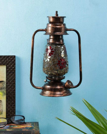 Blooming Shiny Glass Lantern Wall Lamp For Living Room and Bedroom | 8 x 7 x 12.5 inches