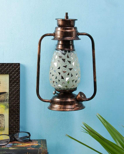 Glitter Design Glass Lantern Wall Lamp For Living Room and Bedroom | 8 x 7 x 12.5 inches