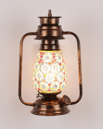 Antique Design Glass Lantern Wall Lamp For Living Room and Bedroom | 8 x 7 x 12.5 inches