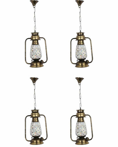 Modern Kerosene Metal Hanging Lantern | Set Of 4 | 8 x 5 x 28 inches