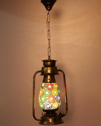 Flower Kerosene Lantern Metal Hanging Lamp | 8 x 5 x 28 inches