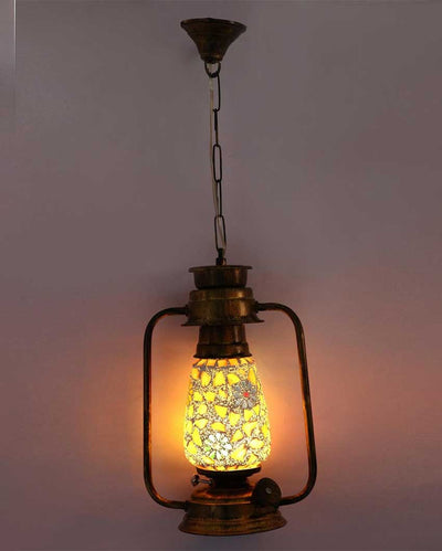 Vintage Floral Design Kerosene Metal Hanging Lantern | 8 x 5 x 28 inches