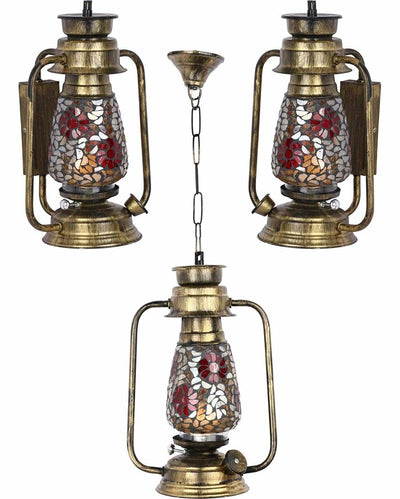 Minimalist Kerosene Metal Hanging Lanterns | Set Of 3 | 8 x 5 x 28 inches