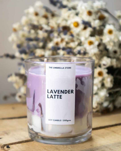 Calming Essence Lavender Latte White Scented Glass Jar Candle | 3 x 3 inches