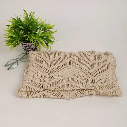 Small Knot Macrame Table Runner Triangle | 80  x 14 Inches