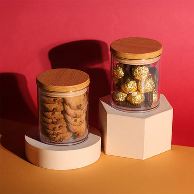 Fresh Food Unbreakable Airtight Lightwood Finish Storage Containers | 800ml | Set of 2 | 5 x 8 inches