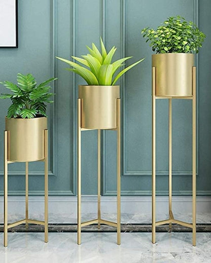 Tall Indoor Plant Stand with Planter Pot | Set of 3