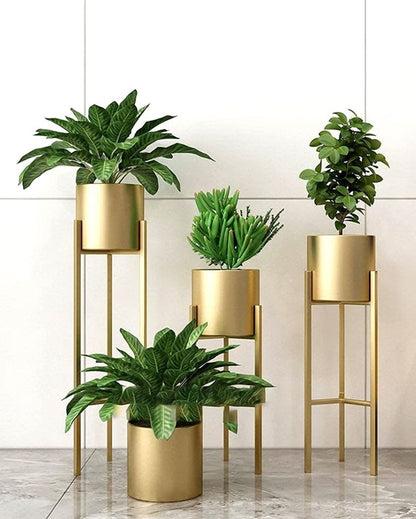 Tall Indoor Plant Stand with Planter Pot | Set of 3