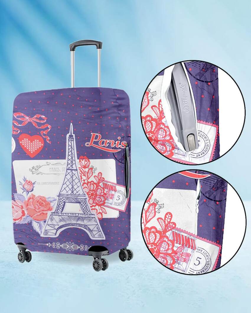 Only Luggage Cover | Eiffel Tower Washable Dust & Anti-Scratch Proof Suitcase Protector Trolley Cover | 20 x 16 x 8 inches