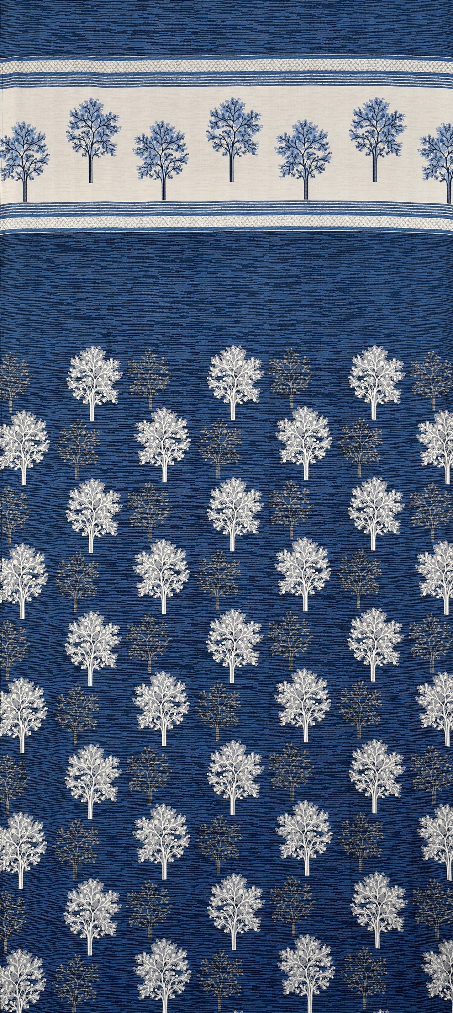 Blue Jacquard Polyester Jute Curtains | Set of 2 | 7 Ft, 9 Ft 7 ft