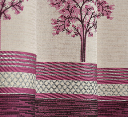 Purple Jacquard Polyester Jute Curtains | Set of 2 | 7 Ft, 9 Ft 7 ft