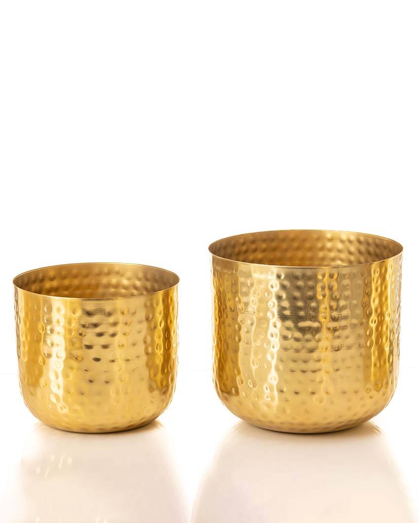 Luxe Hammered Metal Planters | Set Of 2 | Plant not included