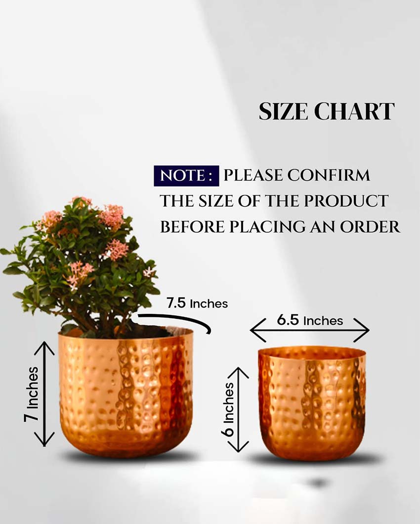 Luxe Hammered Metal Planters | Set Of 2 | Plant not included