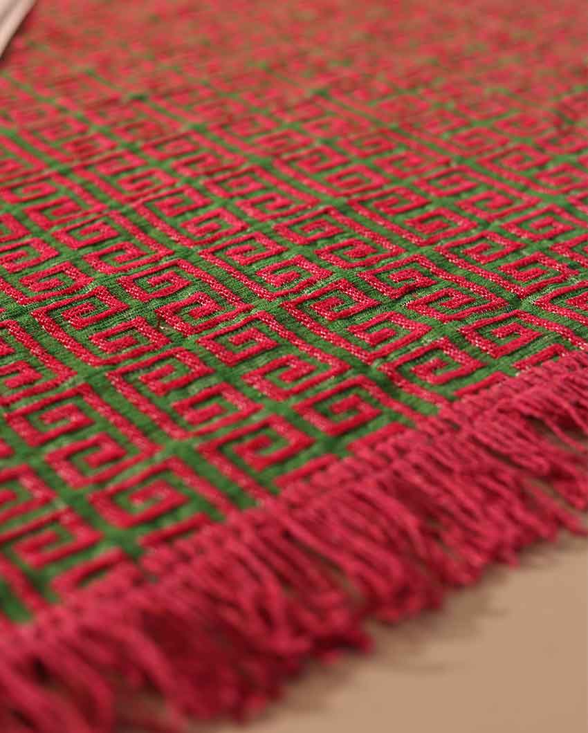 Ethnic Touch Abstract Chenille Velvet Carpet | 5 Feet x 7 Feet Pink