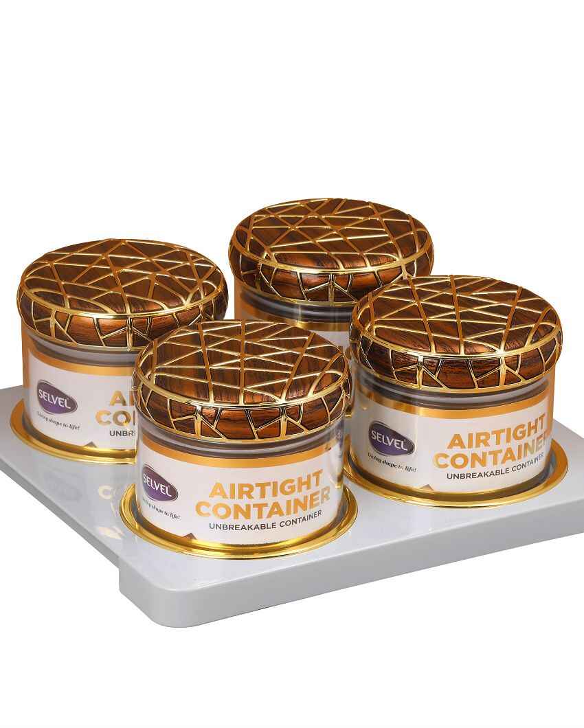 Air-Tight Brown Polycarbonate Clear 4 Containers With Grey Tray