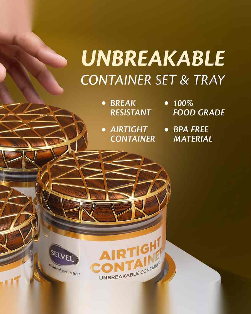 Air-Tight Brown Polycarbonate Clear 4 Containers With Grey Tray