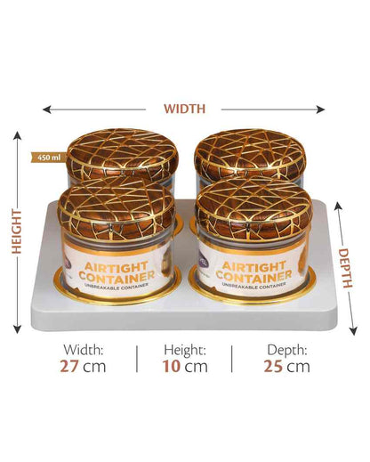 Air-Tight Brown Polycarbonate Clear 4 Containers With Grey Tray