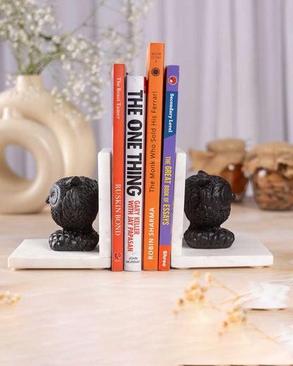 Handcrafted Marble Owl Bookends | 2 Pieces | 4 x 4 x 4 inches