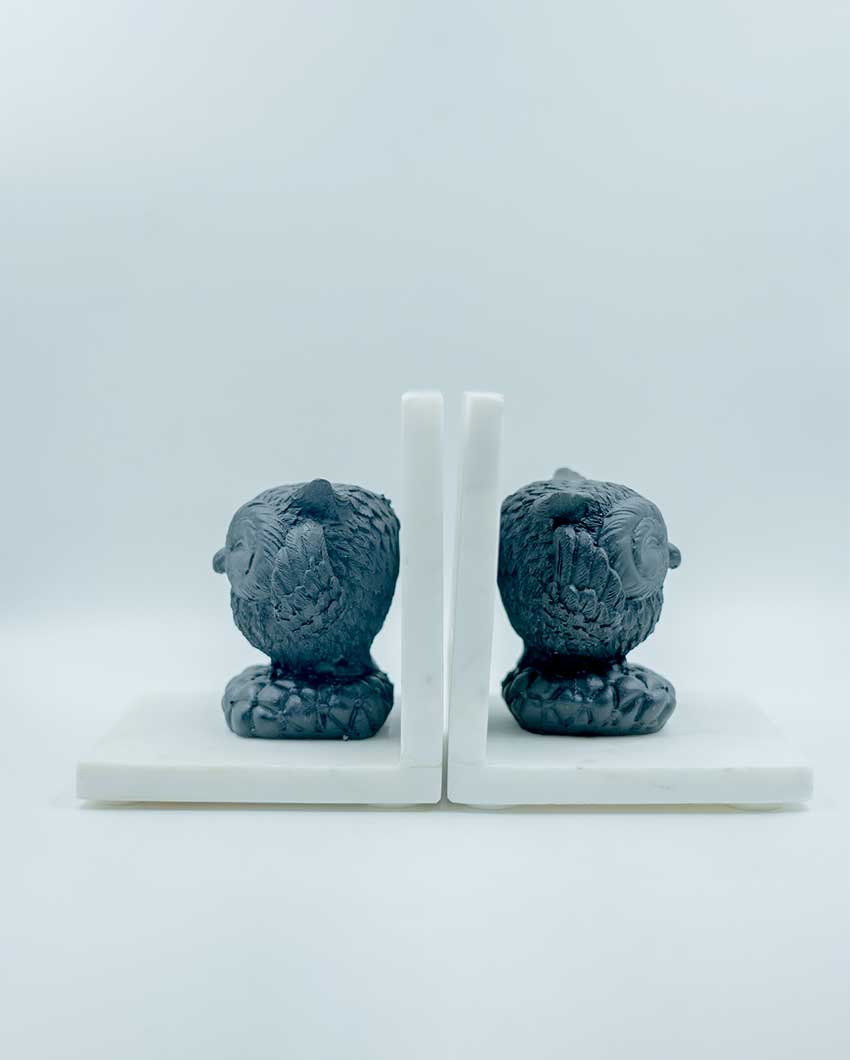 Handcrafted Marble Owl Bookends | 2 Pieces | 4 x 4 x 4 inches