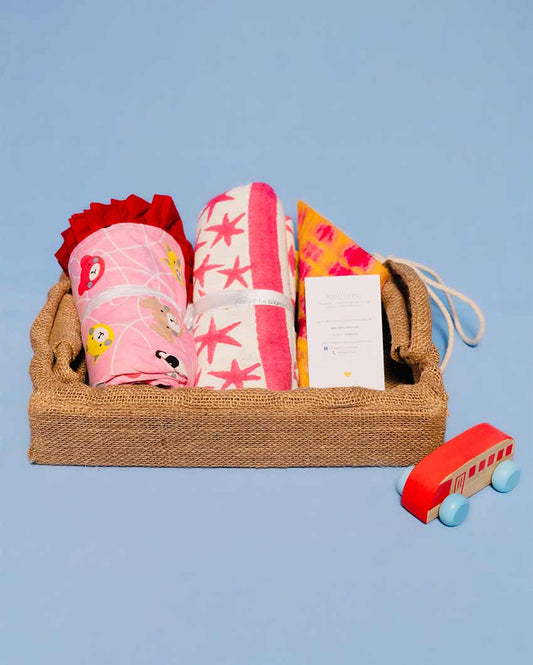 Starry Pink Mini Alok Baby Hamper | Set of 5 | 1 kg
