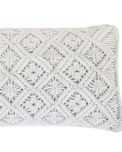 Boho Chic Hand Knotted Macrame Cotton Cushion Cover | 20 x 12 inches