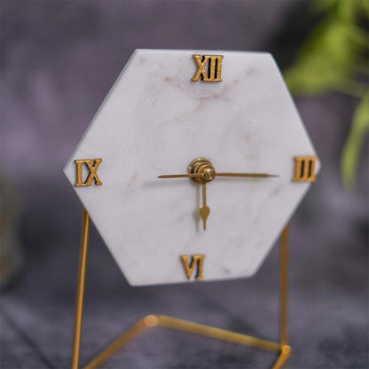 Timeless White Marble Antique Style Table Clock | 6 x 5 inches